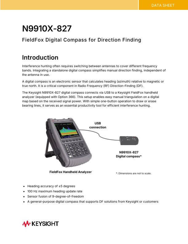N9910X-827 FieldFox Digital Compass for Direction Finding | Keysight